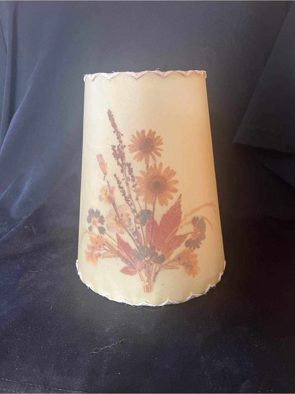 Floral Pressed-Flower Parchment lamp Shade - Cream